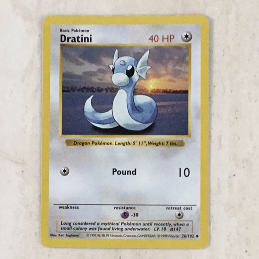 Pokemon Dratini Shadowless 1999 Base Set 26/102 TCG #26 WOTC